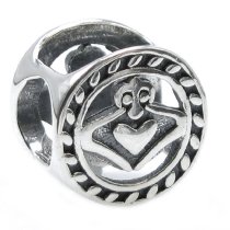 Antique 925 Sterling Silver Round Claddagh Celtic Heart w/ Love Bead for Pandora Troll Chamilia Bigai European Charm Bracelets