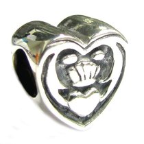 .925 Sterling Silver Celtic Friendship Claddagh Heart with Love Bead for Pandora Troll Chamilia Biagi European Charm Bracelets
