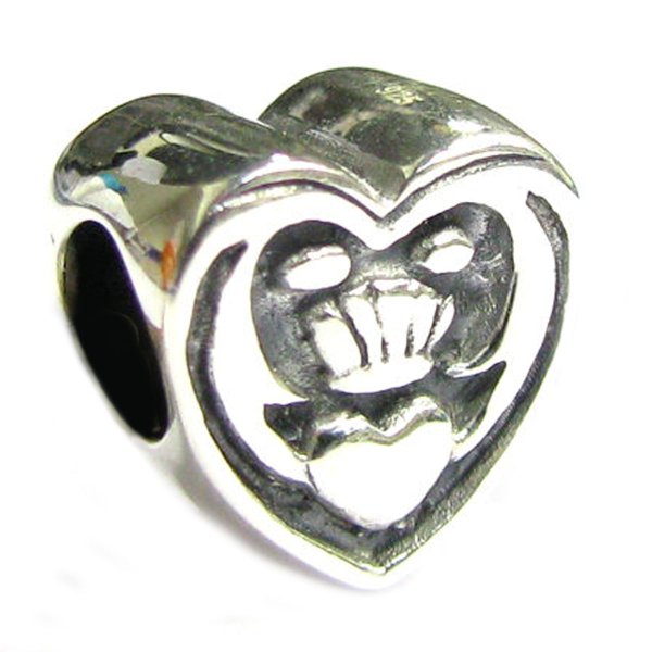 .925 Sterling Silver Celtic Friendship Claddagh Heart with Love Bead for Pandora Troll Chamilia Biagi European Charm Bracelets
