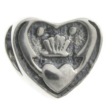 .925 Sterling Silver Celtic Friendship Claddagh Heart with Love Bead for Pandora Troll Chamilia Biagi European Charm Bracelets