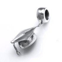 Antique 925 Sterling Silver Graduation Cap Hat Dangle Bead for Pandora Troll Chamilia Biagi European Charm Bracelets