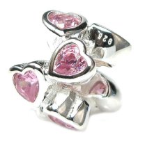 925 Sterling Silver Pink CZ Heart Endless Love Infinity Bead for Pandora Troll Chamilia Biagi European Charm Bracelets Birthstone October