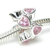925 Sterling Silver Pink CZ Heart Endless Love Infinity Bead for Pandora Troll Chamilia Biagi European Charm Bracelets Birthstone October