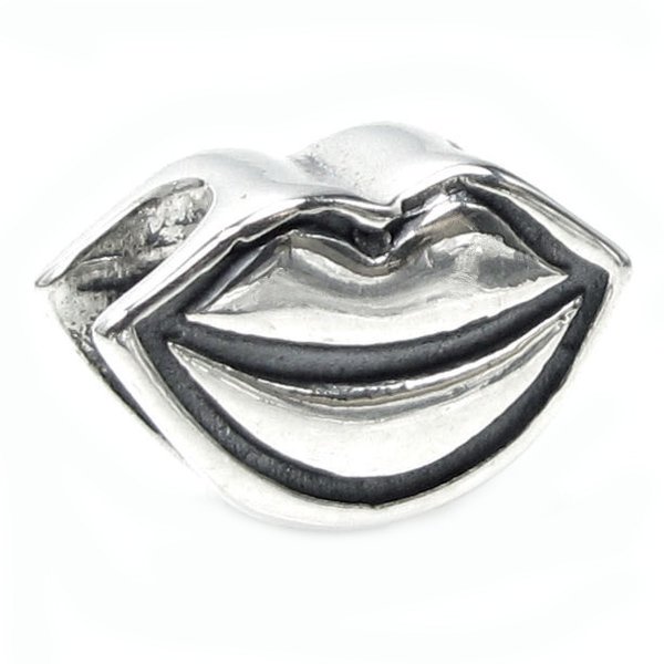 Antique 925 Sterling Silver Smile Lips Kiss Bead for Pandora Troll Chamilia Biagi European Charm Bracelets