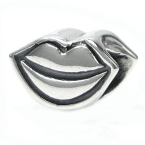 Antique 925 Sterling Silver Smile Lips Kiss Bead for Pandora Troll Chamilia Biagi European Charm Bracelets