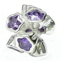 Sterling Silver Amethyst / Puple Lots of Flower Bead for Pandora Troll Chamilia Biagi European Charm Bracelets