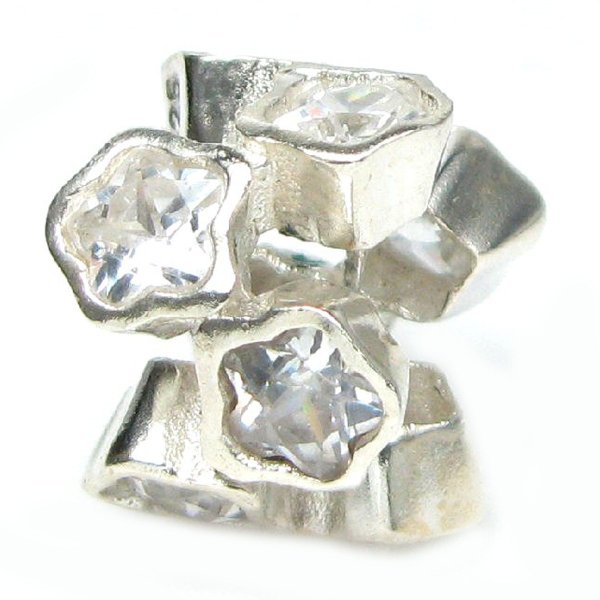 Sterling Silver Clear CZ Crystal Lots of Flower Bead for Pandora Troll Chamilia Biagi European Charm Bracelets