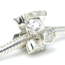 Sterling Silver Clear CZ Crystal Lots of Flower Bead for Pandora Troll Chamilia Biagi European Charm Bracelets