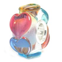 Sterling Silver Infinity Love Goes Round with Rainbow Colorful Heart Glass Bead for Pandora Troll Chamilia Biagi European Charm Bracelets