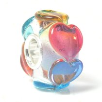 Sterling Silver Infinity Love Goes Round with Rainbow Colorful Heart Glass Bead for Pandora Troll Chamilia Biagi European Charm Bracelets