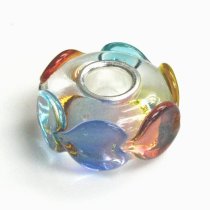 Sterling Silver Infinity Love Goes Round with Rainbow Colorful Heart Glass Bead for Pandora Troll Chamilia Biagi European Charm Bracelets