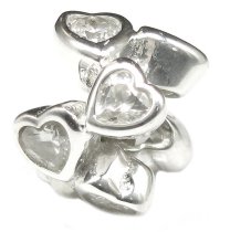 Sterling Silver Clear CZ Crystal Heart Endless Love Infinity Bead for Pandora Troll Chamilia Biagi European Charm Bracelets Birthstone April