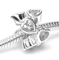 Sterling Silver Clear CZ Crystal Heart Endless Love Infinity Bead for Pandora Troll Chamilia Biagi European Charm Bracelets Birthstone April