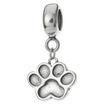 Antique Sterling Silver Dog Puppy Footprint Paw Dangle Bead for Pandora Troll Chamilia Biagi European Charm Bracelets