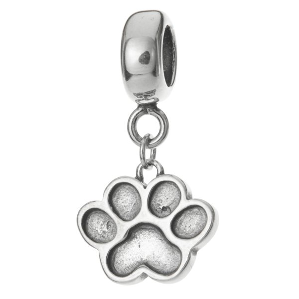 Antique Sterling Silver Dog Puppy Footprint Paw Dangle Bead for Pandora Troll Chamilia Biagi European Charm Bracelets