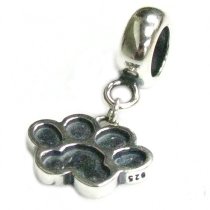 Antique Sterling Silver Dog Puppy Footprint Paw Dangle Bead for Pandora Troll Chamilia Biagi European Charm Bracelets
