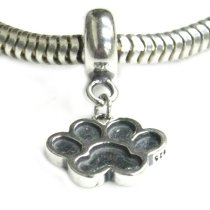 Antique Sterling Silver Dog Puppy Footprint Paw Dangle Bead for Pandora Troll Chamilia Biagi European Charm Bracelets