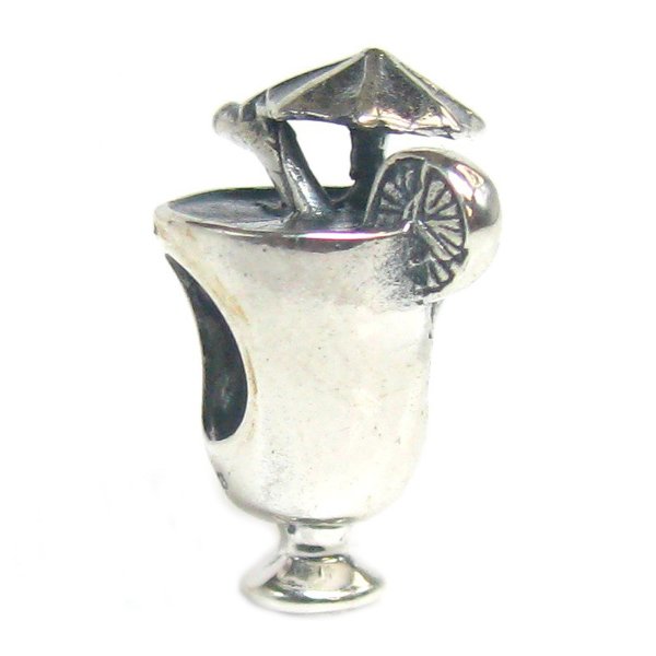 Antique 925 Sterling Silver Glass Cup of the Lemonade Cocktail Summer Drinks Bead for Pandora Troll Chamilia Biagi European Charm Bracelets