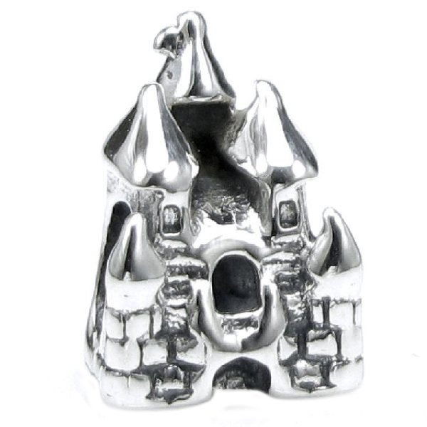 Antique 925 Sterling Silver Fairy Princess Castle Bead for Pandora Troll Chamilia Biagi European Charm Bracelets