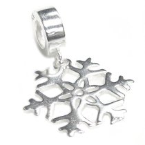 Sterling Silver Christmas Snowflake Snow Flower Dangle Bead for Pandora Troll Chamilia Biagi European Charm Bracelets