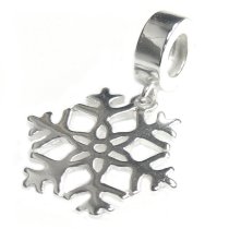 Sterling Silver Christmas Snowflake Snow Flower Dangle Bead for Pandora Troll Chamilia Biagi European Charm Bracelets