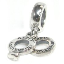 Sterling Silver Happy Anniversary Lover Ring Dangle Love Bead for Pandora Troll Chamilia Biagi European Charm Bracelets