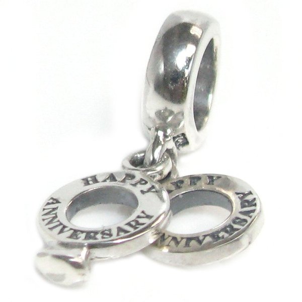 Sterling Silver Happy Anniversary Lover Ring Dangle Love Bead for Pandora Troll Chamilia Biagi European Charm Bracelets