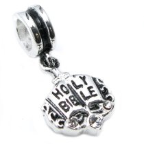 Sterling Silver Holy Bible Clear CZ Dangle Bead for Pandora Troll Chamilia Biagi European Charm Bracelets