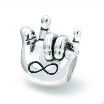 925 Sterling Silver I Love You Forever Hand Sign Infinity Bead for Pandora Troll Chamilia Biagi European Charm Bracelets