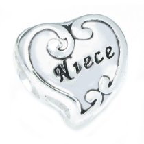 Sterling Silver Love Niece Heart Flower Bead for Pandora Troll Chamilia Biagi European Charm Bracelets