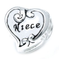 Sterling Silver Love Niece Heart Flower Bead for Pandora Troll Chamilia Biagi European Charm Bracelets