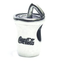 Sterling Silver Cup of Coca cola Cold Soft Soda Drink Bead for Pandora Troll Chamilia Biagi European Charm Bracelets