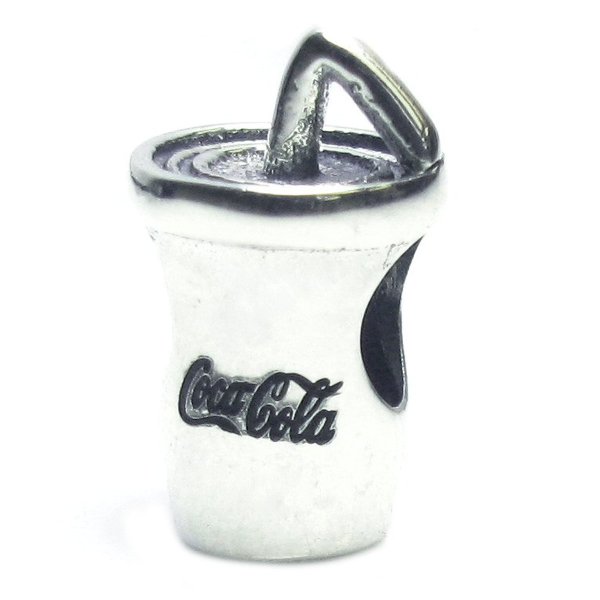 Sterling Silver Cup of Coca cola Cold Soft Soda Drink Bead for Pandora Troll Chamilia Biagi European Charm Bracelets