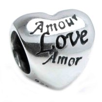 Sterling Silver Petite Amor Love Valentine Heart Bead for European Charm Bracelets