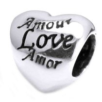 Sterling Silver Petite Amor Love Valentine Heart Bead for European Charm Bracelets