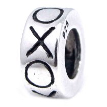 925 Sterling Silver Hugs & Kisses Xoxo Love Valentine Bead for Pandora European Charm Bracelets
