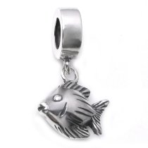 .925 Sterling Silver Tropical Reef Angel Fish Dangle Bead for Pandora European Charm Bracelets