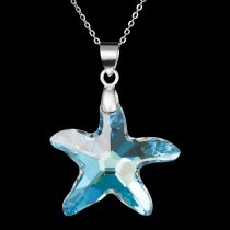 Large Swarovski Crystal Sea Star Silver Pendant