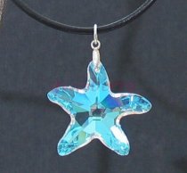 Large Swarovski Crystal Sea Star Silver Pendant