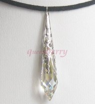 Large AB-Coated Clear Swarovski Teardrop Pendant