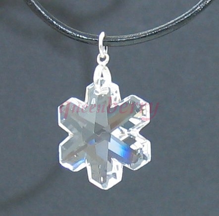 Snowflake Swarovski Crystal and Silver Pendant