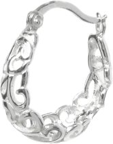 Sterling Silver Filigree Flower Ring Hoop Huggie Earring Earwire (Large)