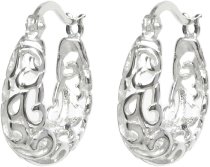 Sterling Silver Filigree Flower Ring Hoop Huggie Earring Earwire (Small) Sterling Silver Filigree Flower Ring Hoop Huggie Earring Earwire (Small)