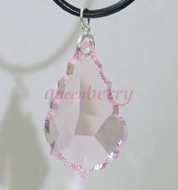 Swarovski Crystal: Large Pink Leaf Pendant