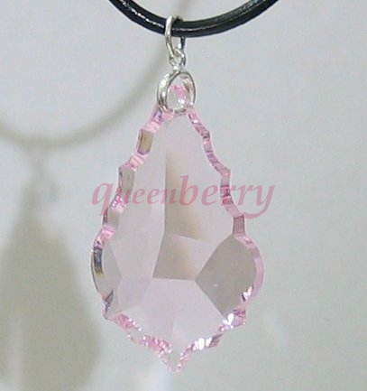 Swarovski Crystal: Large Pink Leaf Pendant