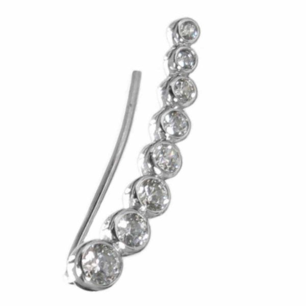 Rhodium 925 Sterling Silver Clear CZ Crystal Dots Earring Earwire for Left Ear