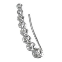 Rhodium 925 Sterling Silver Clear CZ Crystal Dots Earring Earwire for Right Ear