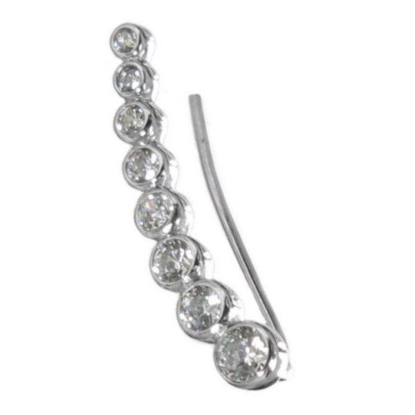 Rhodium 925 Sterling Silver Clear CZ Crystal Dots Earring Earwire for Right Ear