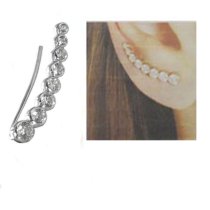 Rhodium 925 Sterling Silver Clear CZ Crystal Dots Earring Earwire for Right Ear