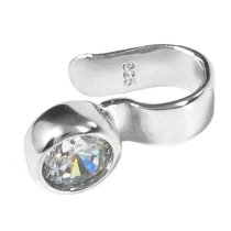 Rhodium on 925 Sterling Silver Clear CZ Crystal Dot Earring Cuff / Ear Cuff Wrap